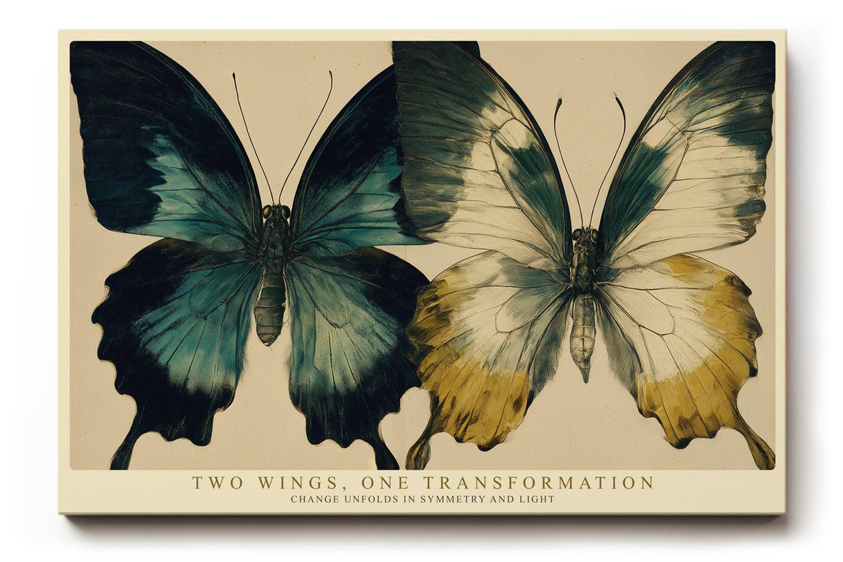 Paul Sinus Wandbild 120x80cm Schmetterlinge Kunstmotiv Elegante Natur Illustration mit Zwei Schmetterlingen und Symbol fuer Wandel und Leichtigkeit