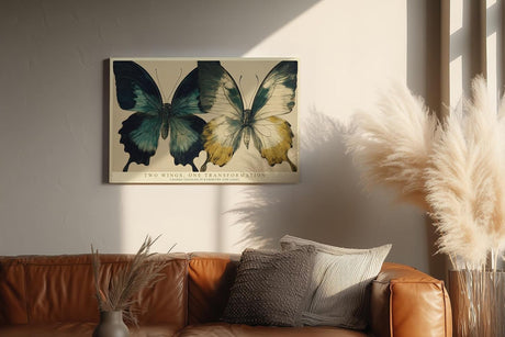 Paul Sinus Wandbild 120x80cm Schmetterlinge Kunstmotiv Elegante Natur Illustration mit Zwei Schmetterlingen und Symbol fuer Wandel und Leichtigkeit