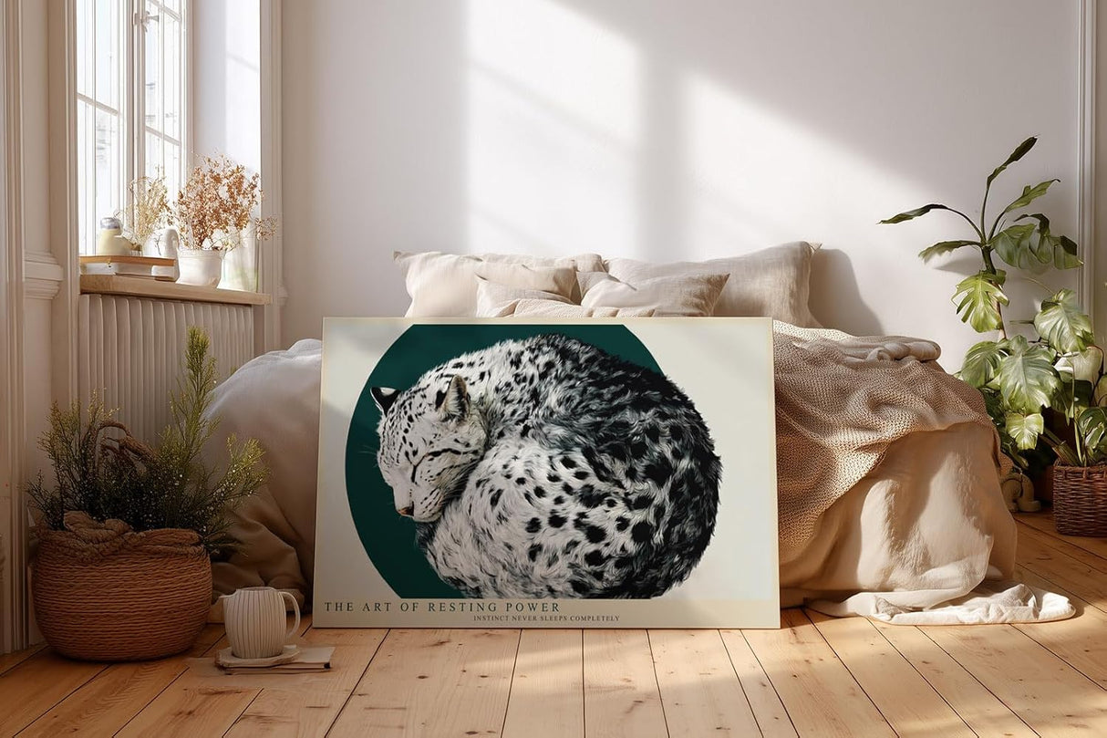 Paul Sinus Wandbild 120x80cm Schneeleopard Tierportraet moderne Wildtier Kunst elegantes Naturmotiv stilvolle Wanddekoration fuer Wohnzimmer Büro