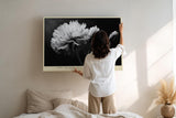Paul Sinus Wandbild 120x80cm Schwarz Weiss Blume elegante Makro Blumenfotografie moderne Natur Wanddekoration