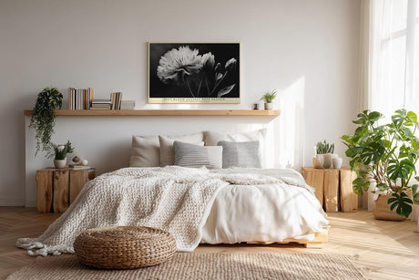 Paul Sinus Wandbild 120x80cm Schwarz Weiss Blume elegante Makro Blumenfotografie moderne Natur Wanddekoration