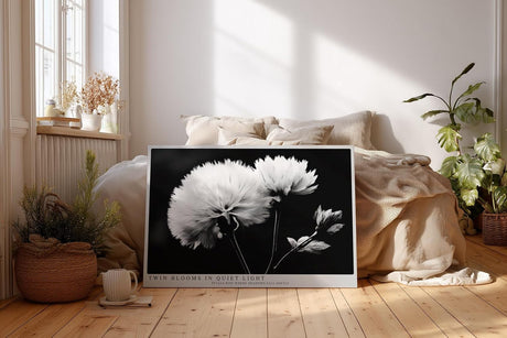 Paul Sinus Wandbild 120x80cm Schwarz Weiss Blumen Duo elegante Makro Naturfotografie moderne Wanddekoration