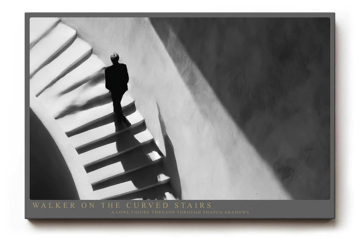 Paul Sinus Wandbild 120x80cm Schwarz Weiss Treppe mit Figur moderne Architektur Fotografie Wanddekoration