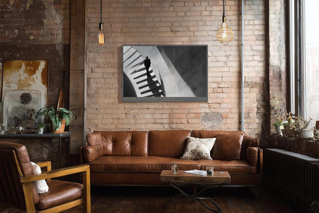 Paul Sinus Wandbild 120x80cm Schwarz Weiss Treppe mit Figur moderne Architektur Fotografie Wanddekoration
