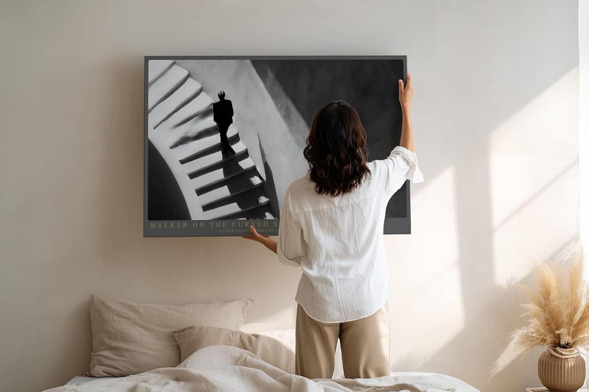 Paul Sinus Wandbild 120x80cm Schwarz Weiss Treppe mit Figur moderne Architektur Fotografie Wanddekoration