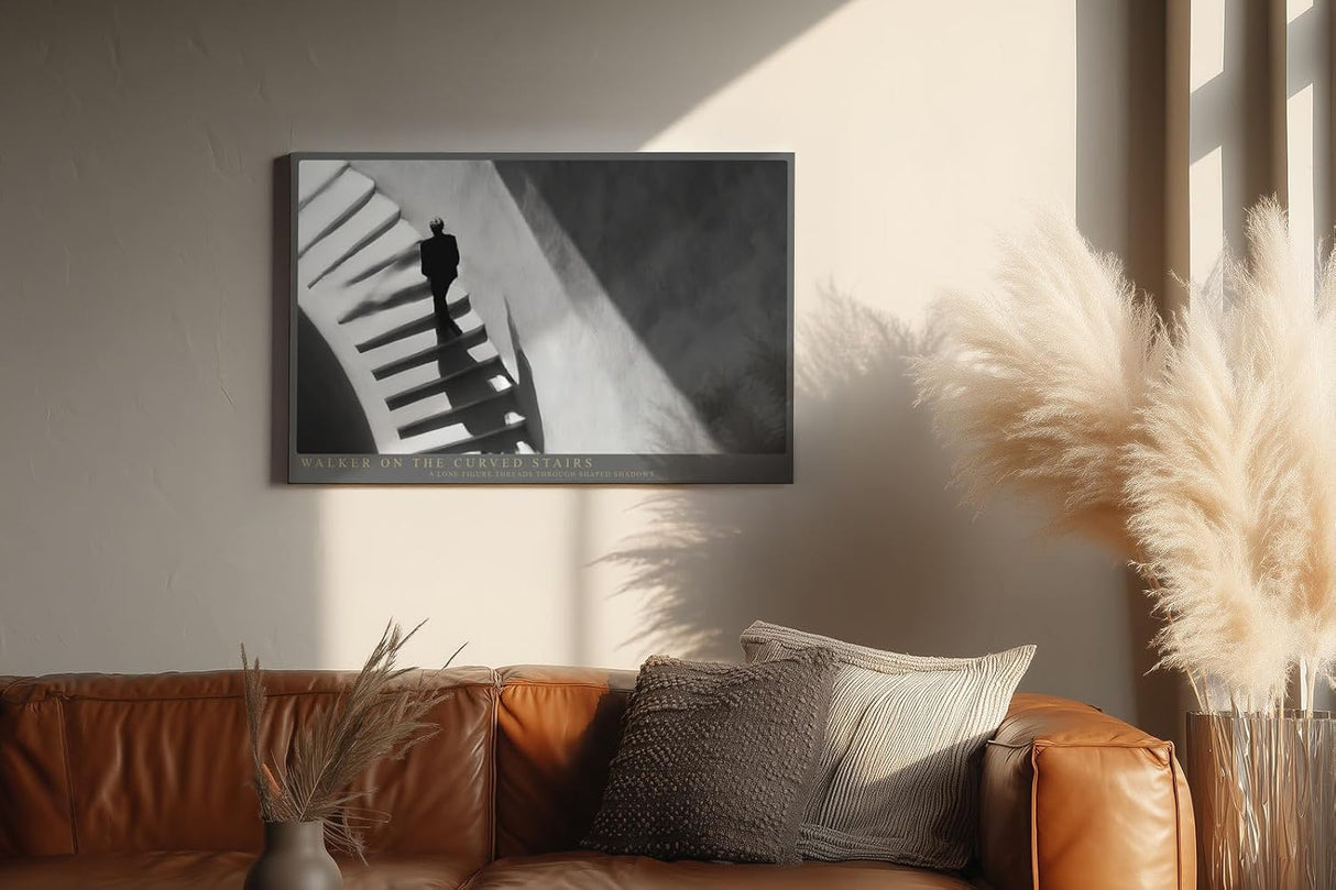 Paul Sinus Wandbild 120x80cm Schwarz Weiss Treppe mit Figur moderne Architektur Fotografie Wanddekoration