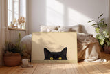 Paul Sinus Wandbild 120x80cm schwarze Katze mit gelben Augen minimalistisches Tierportraet moderne Katzenkunst stilvolle Wanddekoration fuer Wohnzimmer Büro