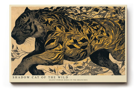 Paul Sinus Wandbild 120x80cm Schwarzer Panther im Blätterwald – Ausdrucksstarke Tierkunst mit natürlicher Dynamik