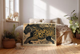 Paul Sinus Wandbild 120x80cm Schwarzer Panther im Blätterwald – Ausdrucksstarke Tierkunst mit natürlicher Dynamik