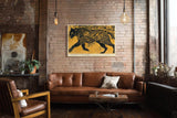 Paul Sinus Wandbild 120x80cm Schwarzer Panther in Goldener Natur Moderne Tierkunst Wanddekoration