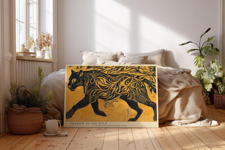 Paul Sinus Wandbild 120x80cm Schwarzer Panther in Goldener Natur Moderne Tierkunst Wanddekoration