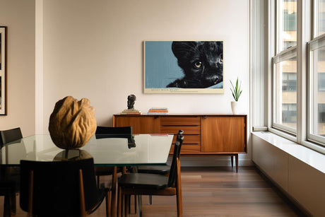 Paul Sinus Wandbild 120x80cm schwarzer Panther Tierportrait moderne Wildtier Fotografie stilvolle Wanddekoration fuer Wohnzimmer Büro