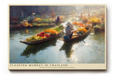 Paul Sinus Wandbild 120x80cm Schwimmender Markt Thailand Asiatische Flusslandschaft mit Booten und bunten Fruechten Atmosphaerische Reise Kunst