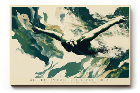 Paul Sinus Wandbild 120x80cm Schwimmer im Schmetterlingsstil moderne Sport Kunst dynamische Unterwasser Wanddekoration
