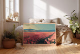 Paul Sinus Wandbild 120x80cm Sea of Rose Blooms rosa Blumenfeld Landschaft moderne Natur Kunst Poster für Wohnzimmer Schlafzimmer Büro