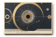 Paul Sinus Wandbild Secrets of the Universe Abstraktes Kunstwerk in Gold und Dunkelblau, das kosmische Geometrie und Planetenbewegungen vereint.