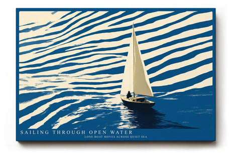 Paul Sinus Wandbild 120x80cm Segelboot Illustration modernes Meer Motiv blau beige minimalistische Ozean Kunst Segelyacht Bild stilvolle