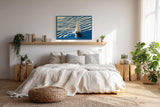 Paul Sinus Wandbild 120x80cm Segelboot Illustration modernes Meer Motiv blau beige minimalistische Ozean Kunst Segelyacht Bild stilvolle