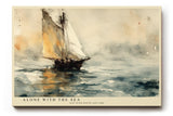 Paul Sinus Wandbild 120x80cm Segelboot Meer Aquarell Stil Maritime Kunst Ruhige Ozean Landschaft Kunstdruck Poster Grosse Wanddekoration fuer Wohnzimmer Büro Schlafzimmer