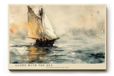 Paul Sinus Wandbild 120x80cm Segelboot Meer Aquarell Stil Maritime Kunst Ruhige Ozean Landschaft Kunstdruck Poster Grosse Wanddekoration fuer Wohnzimmer Büro Schlafzimmer