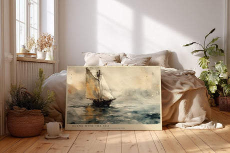 Paul Sinus Wandbild 120x80cm Segelboot Meer Aquarell Stil Maritime Kunst Ruhige Ozean Landschaft Kunstdruck Poster Grosse Wanddekoration fuer Wohnzimmer Büro Schlafzimmer