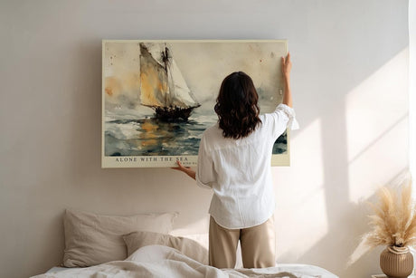 Paul Sinus Wandbild 120x80cm Segelboot Meer Aquarell Stil Maritime Kunst Ruhige Ozean Landschaft Kunstdruck Poster Grosse Wanddekoration fuer Wohnzimmer Büro Schlafzimmer