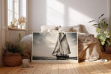 Paul Sinus Wandbild 120x80cm Segelboot Meer Fotokunst schwarz weiss maritime Kunst Kunstdruck grosses Kunstbild elegante Wanddekoration fuer Wohnzimmer Büro