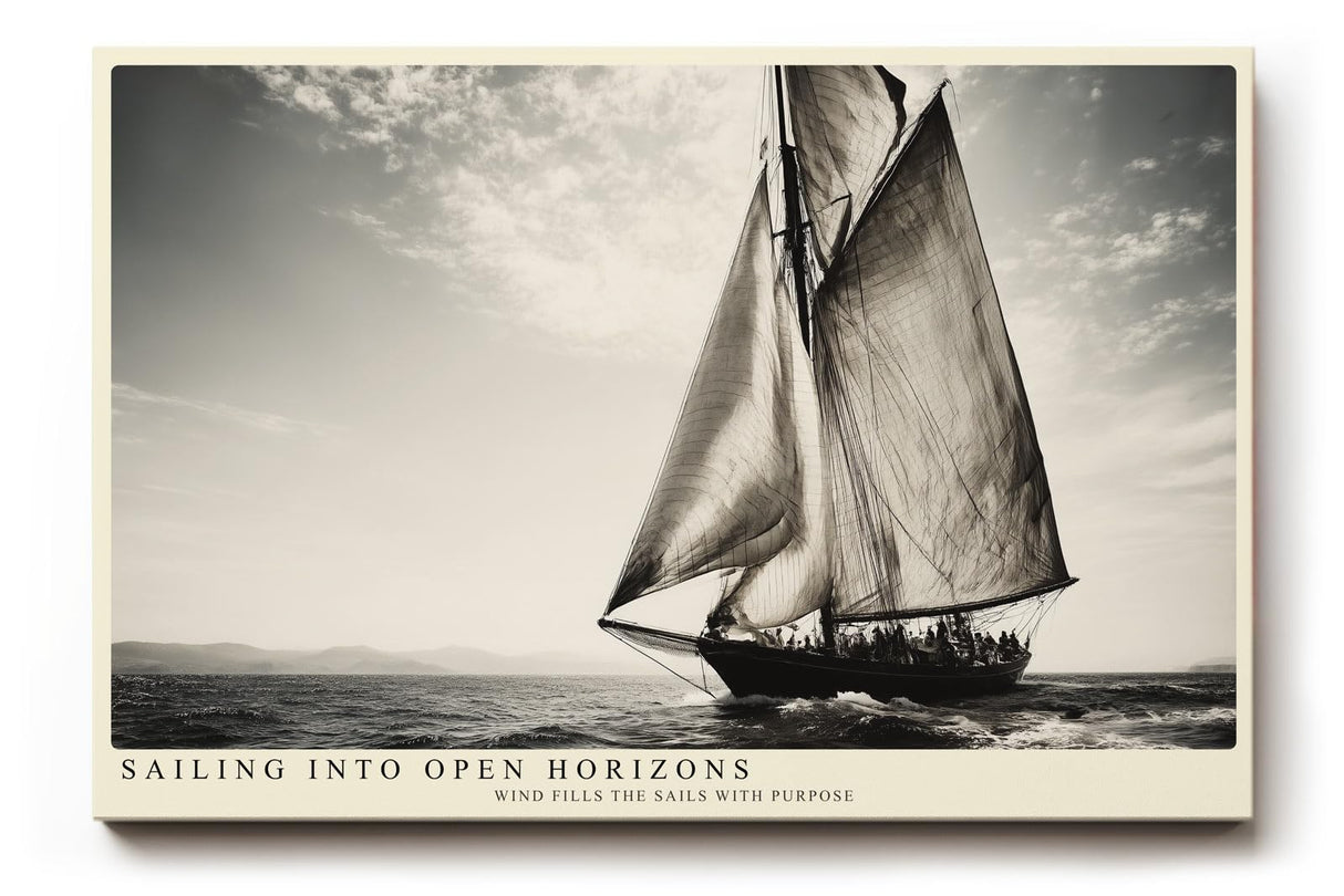 Paul Sinus Wandbild 120x80cm Segelboot Meer Fotokunst schwarz weiss maritime Kunst Kunstdruck grosses Kunstbild elegante Wanddekoration fuer Wohnzimmer Büro