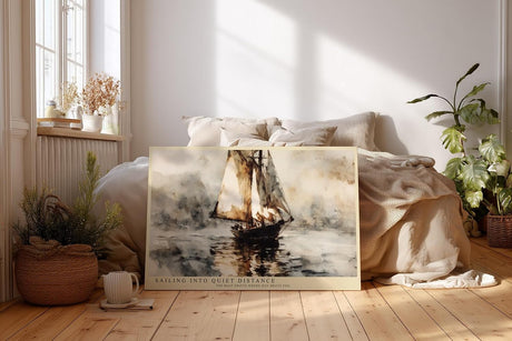 Paul Sinus Wandbild 120x80cm Segelboot Meer Landschaft Kunst Aquarell Stil Maritime Szene