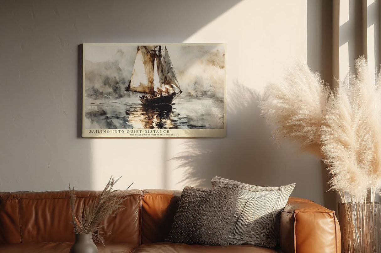 Paul Sinus Wandbild 120x80cm Segelboot Meer Landschaft Kunst Aquarell Stil Maritime Szene