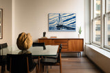 Paul Sinus Wandbild 120x80cm Segelboot Meer minimalistische maritime Illustration blau weiß moderne Seefahrt Kunst stilvolle