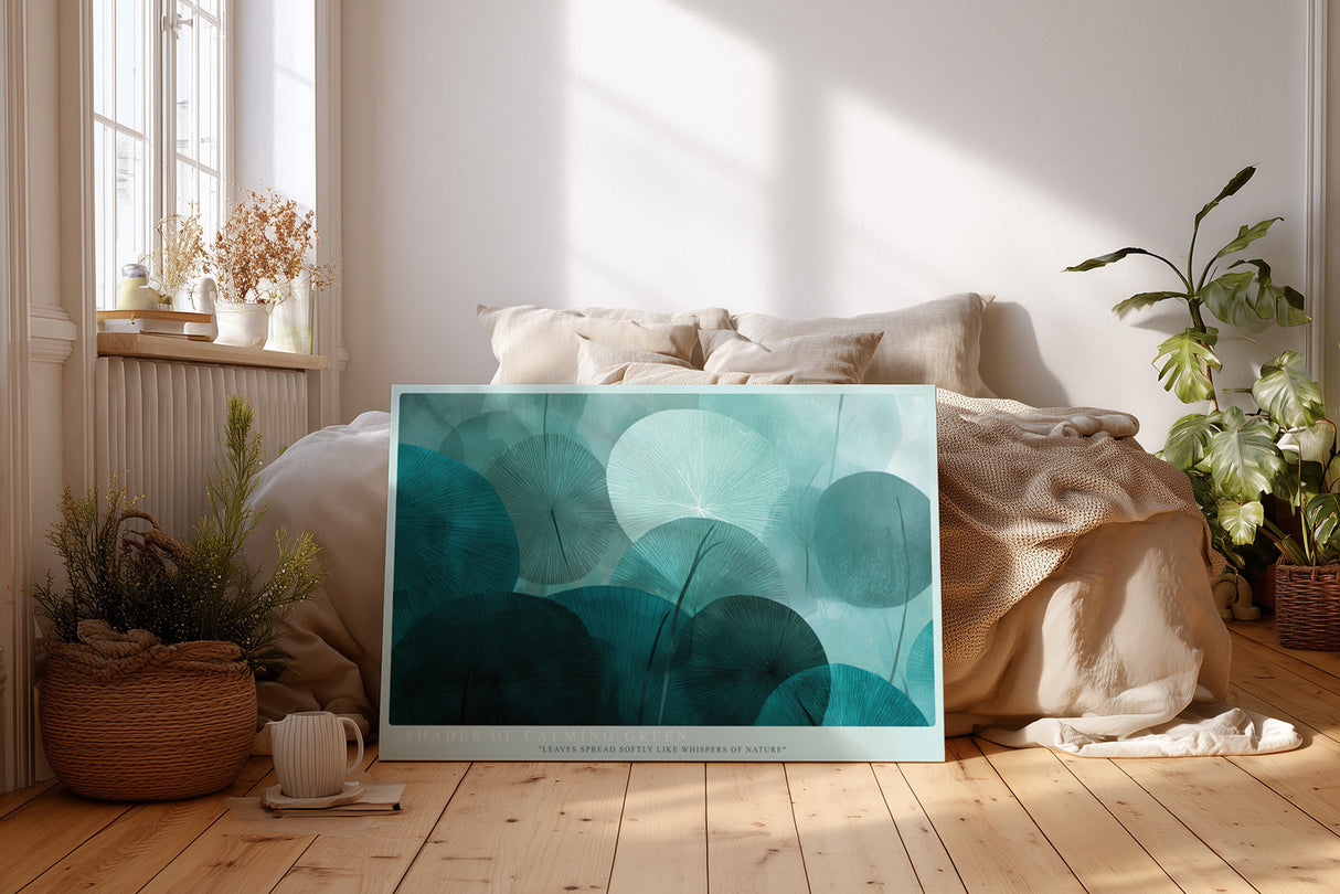 Paul Sinus Wandbild Shades of Calming Green Abstract Botanical Serenity in Teal Tones
