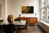 Paul Sinus Wandbild Shadows and Golden Paths – Abstrakte Goldkreise auf dunklem Grund