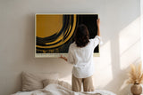 Paul Sinus Wandbild Shadows and Golden Paths – Abstrakte Goldkreise auf dunklem Grund