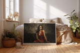 Paul Sinus Wandbild Shadows Around the Lady in Red ausdrucksstarkes Porträt einer Frau in Rot mit emotionaler Tiefe