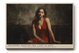 Paul Sinus Wandbild Shadows Around the Lady in Red ausdrucksstarkes Porträt einer Frau in Rot mit emotionaler Tiefe