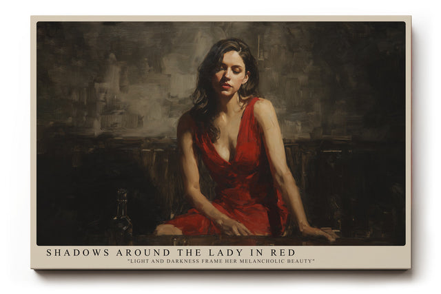Paul Sinus Wandbild Shadows Around the Lady in Red ausdrucksstarkes Porträt einer Frau in Rot mit emotionaler Tiefe