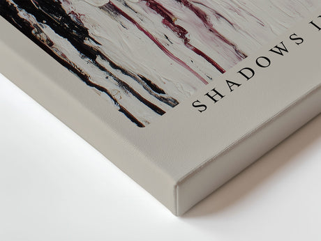 Paul Sinus Wandbild Shadows in Motion – abstraktes Kunstwerk mit fließenden Farbspuren in Rot, Beige und Schwarz, das emotionale Tiefe vermittelt