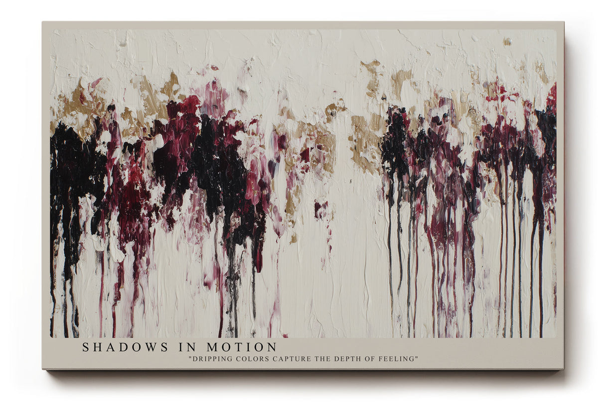Paul Sinus Wandbild Shadows in Motion – abstraktes Kunstwerk mit fließenden Farbspuren in Rot, Beige und Schwarz, das emotionale Tiefe vermittelt