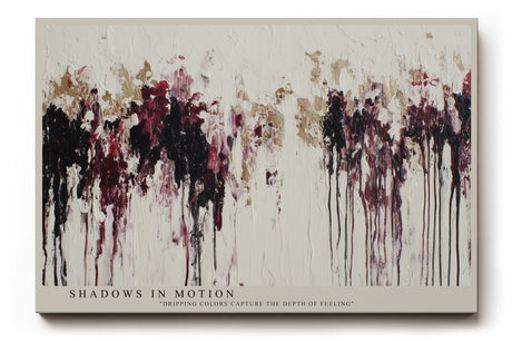 Paul Sinus Wandbild Shadows in Motion – abstraktes Kunstwerk mit fließenden Farbspuren in Rot, Beige und Schwarz, das emotionale Tiefe vermittelt