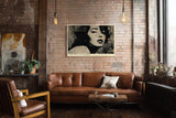 Paul Sinus Wandbild 120x80cm She Owns the Shadow Schwarz Weiss Frauenportrait Vintage Stil Kunst fuer Wohnzimmer Schlafzimmer und Büro