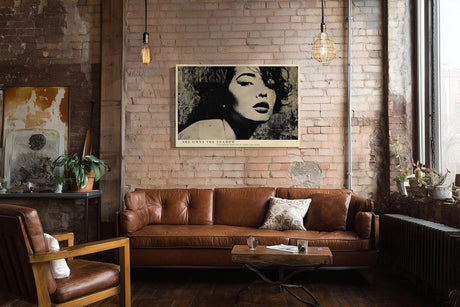 Paul Sinus Wandbild 120x80cm She Owns the Shadow Schwarz Weiss Frauenportrait Vintage Stil Kunst fuer Wohnzimmer Schlafzimmer und Büro