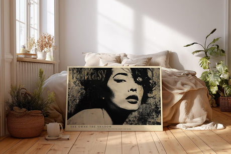 Paul Sinus Wandbild 120x80cm She Owns the Shadow Schwarz Weiss Frauenportrait Vintage Stil Kunst fuer Wohnzimmer Schlafzimmer und Büro