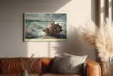 Paul Sinus Wandbild 120x80cm Shell at Tidal Edge Muschel am Strand mit Meereswellen Maritime Natur Kunst fuer Wohnzimmer Schlafzimmer und Büro