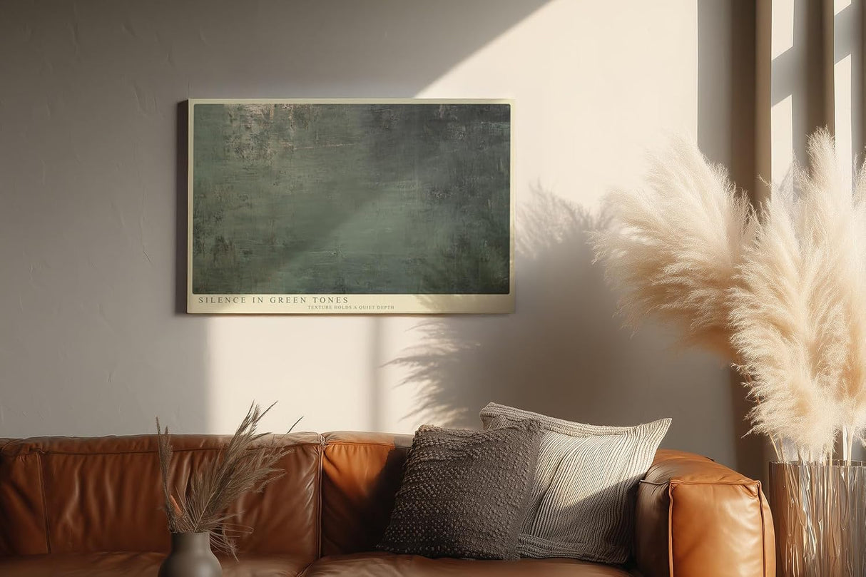 Paul Sinus Wandbild 120x80cm Silence in Green Tones abstrakte Strukturkunst in grünen Farbtönen modernes Poster für Wohnzimmer Büro