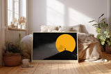 Paul Sinus Wandbild 120x80cm Silhouette Person vor Sonne minimalistische Landschaft moderne Kunst gelber Kreis Kunstdruck stilvolle Wanddekoration fuer Wohnzimmer Büro