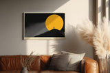 Paul Sinus Wandbild 120x80cm Silhouette Person vor Sonne minimalistische Landschaft moderne Kunst gelber Kreis Kunstdruck stilvolle Wanddekoration fuer Wohnzimmer Büro