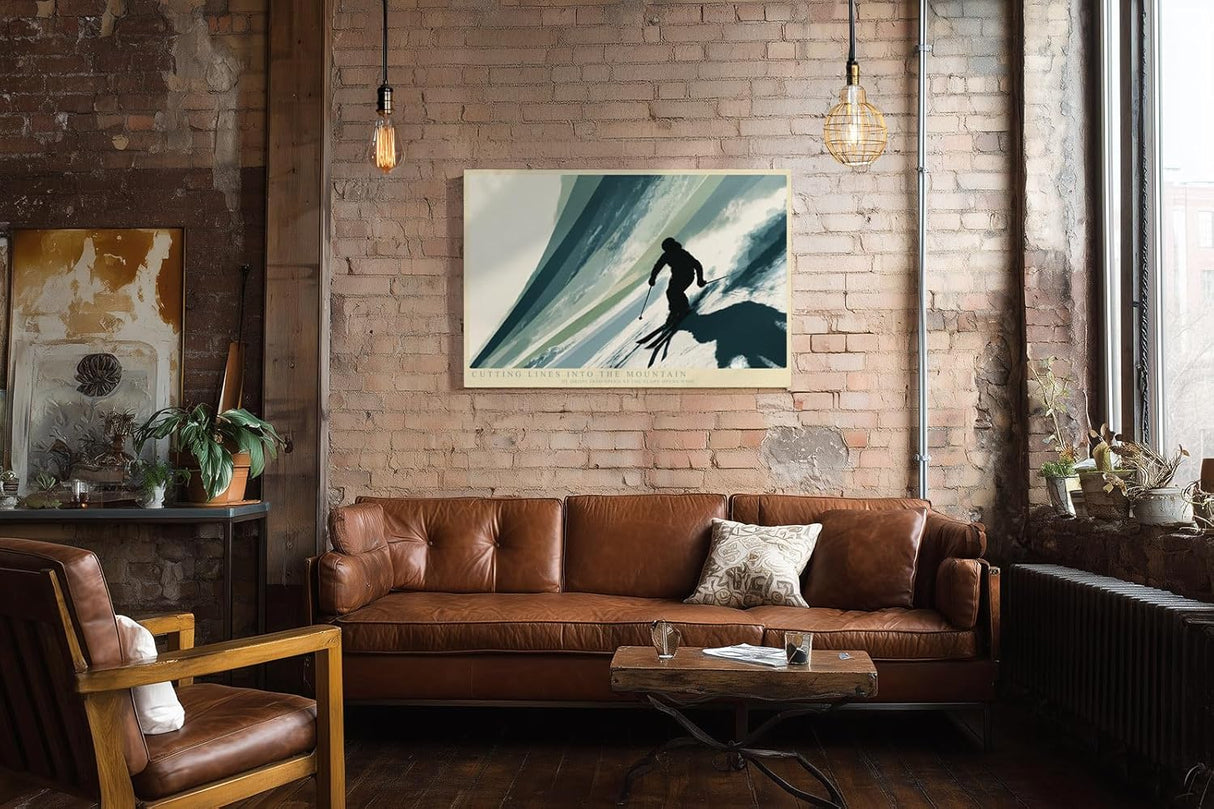 Paul Sinus Wandbild 120x80cm Skifahrer auf offener Piste moderne Wintersport Illustration mit dynamischer Bewegung