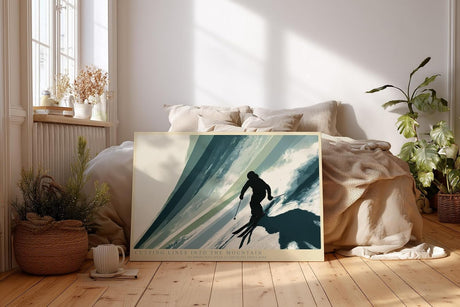 Paul Sinus Wandbild 120x80cm Skifahrer auf offener Piste moderne Wintersport Illustration mit dynamischer Bewegung