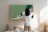 Paul Sinus Wandbild 120x80cm Skifahrer im Abfahrtsmoment moderne Wintersport Kunst mit dynamischer Bewegung
